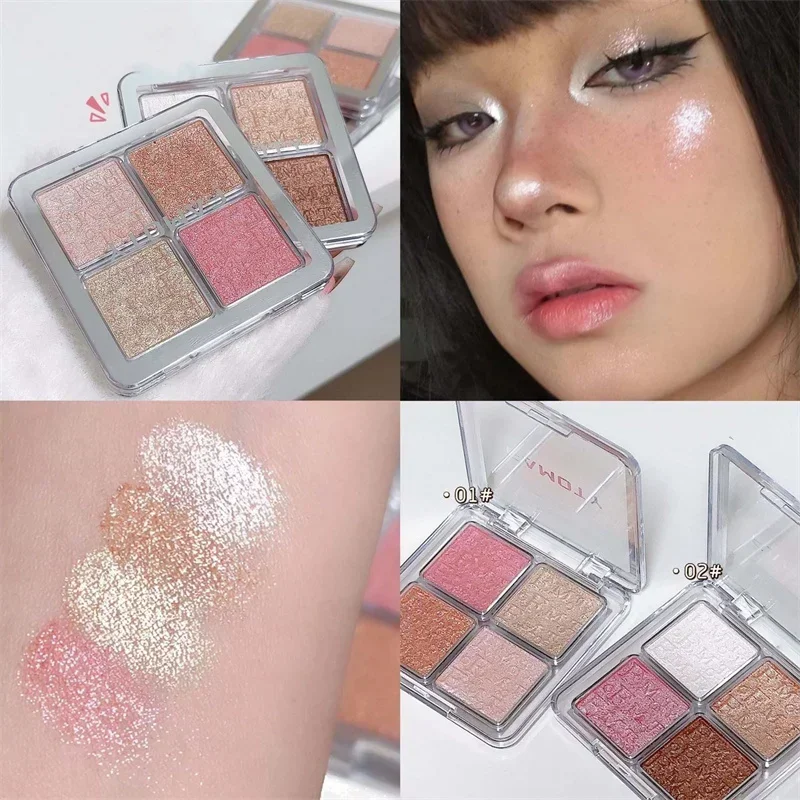 4 Farben Diamant Text marker Puder Palette Glitzer Gesicht Kontur aufhellen Make-up Schimmer ultra-konzentriert beleuchten Kosmetik