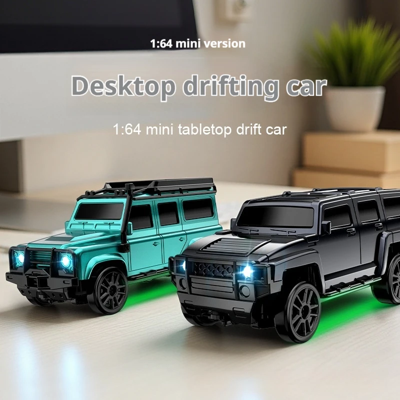 Coche de deriva con control remoto a escala 1:64, tracción en las cuatro ruedas, juguete de escritorio de simulación de proporción completa para niños, 1/64