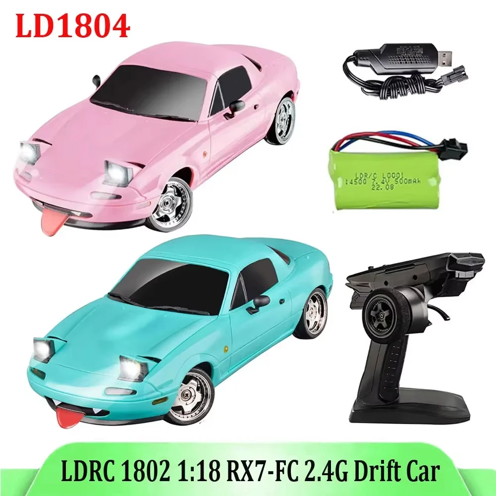 LDRC 1/18 RC Drift Car LD1804 Mazda MX5 2,4 GHz con luces LED giroscópica ESP coches de carreras de juguete RC a escala completa para niños juguete para regalo