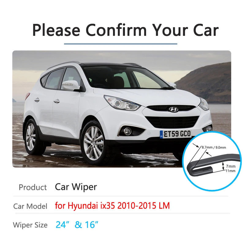 Para hyundai ix35 2010 2011 2012 2013 2014 2015 lm tucson ix lâmina de limpador de para-brisa dianteiro acessórios para carro tipo gancho j
