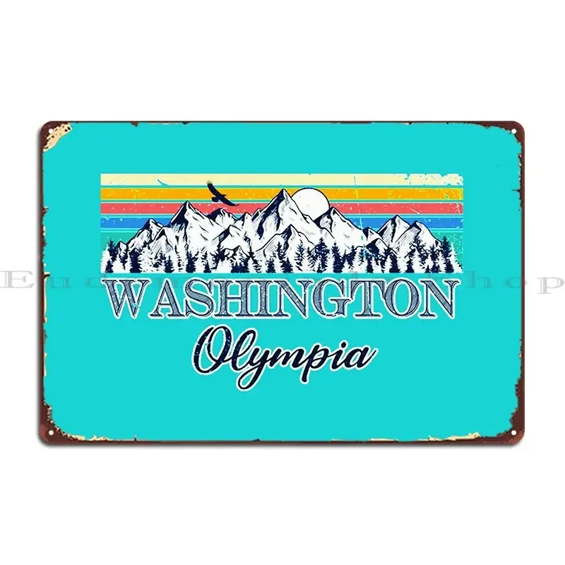 Olympia Washington Mountain Metal Plaque Poster Retro Retro Garage Designing Plaques Tin Sign Poster