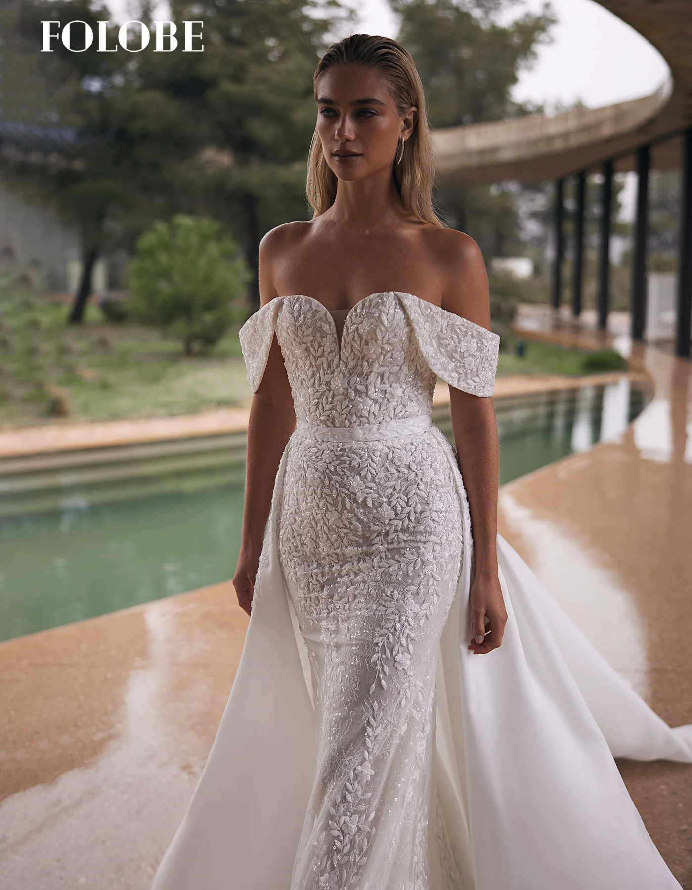 FOLOBE – robe de mariée sirène, épaules dénudées, avec des appliques exquises, robe de bal élégante, personnalisée