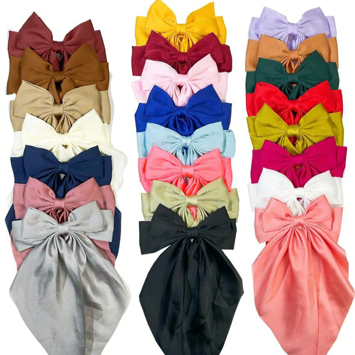 12 Pcs French Vintage Large Bow Hair Clips Elegant Metallic Hair Accessories Value Pack For Birthday Parties Fancy Daily Dress