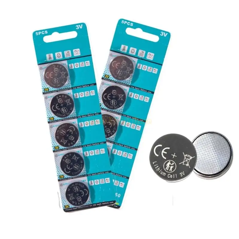 F62C 5PCS CR2450 LITHIUM COIN PIN