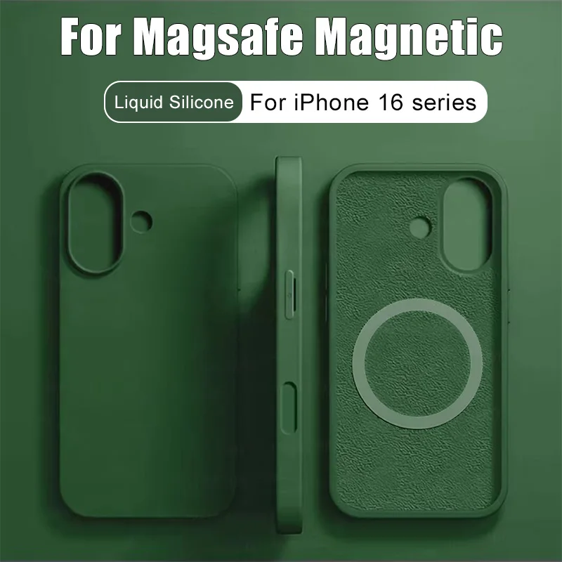 Für for Apple iPhone 16 Pro Max 16 Plus für for Magsafe Luxus magnetische flüssige Silikon hüllen stoß feste kabellose Lade-Softcover