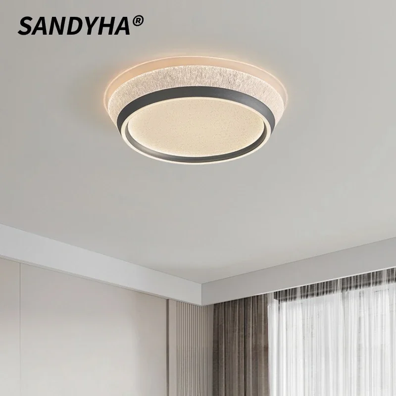 SANDYHA Italian Style LED Ceiling Light Acrylic Lampshade Modern Bedroom Living Room Study Lighting Fixtures Decoration