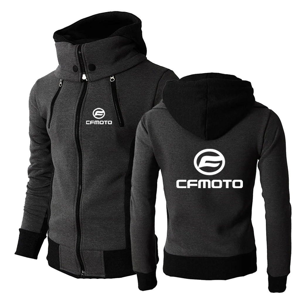 

2024 Spring Autumn Cfmoto Logo Print Long Sleeve Casual Cotton Hoodies Men's Popular Solid Color Hooded Lapel Collar Sweatshirt