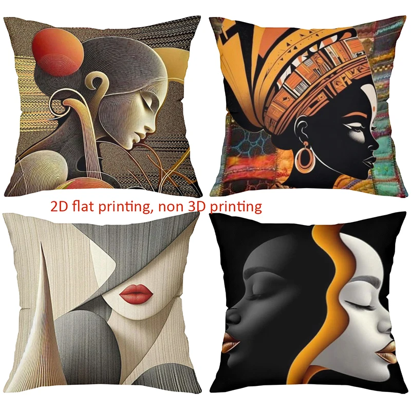 Stylish Women's Face Printed 2D Cushion Pillow Covers Polyester pillowcase, sofa decorative cushion cov Headboard Pillow