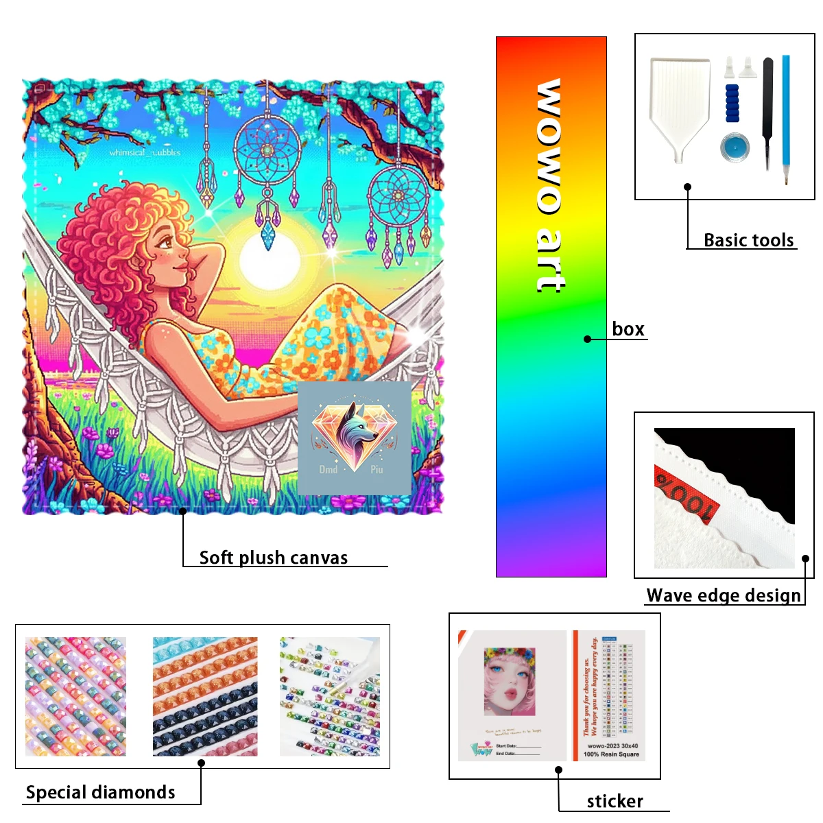 

【Piu Diamond Art】The girl lying in a hammock enjoying 100% resin FD+ab+cr Diamond Stamping Kit Perfect Masterpiece worth Buyi