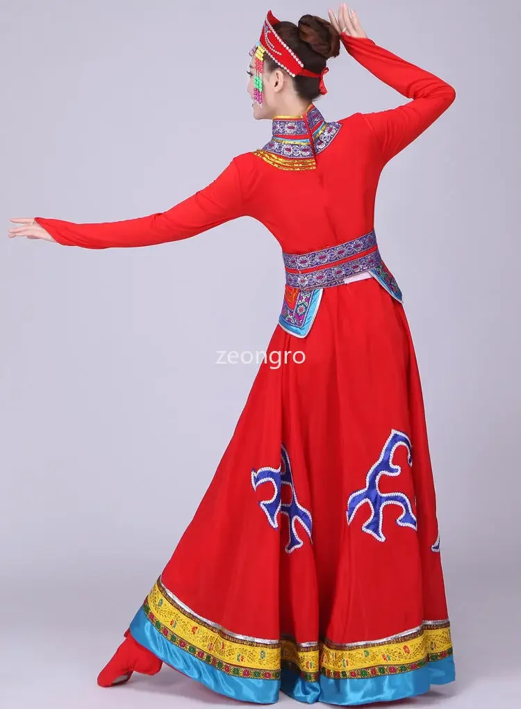 women's version Mongols ethnic Mongolian gowns full skirt performance costumes adults  Mongols dance costumes