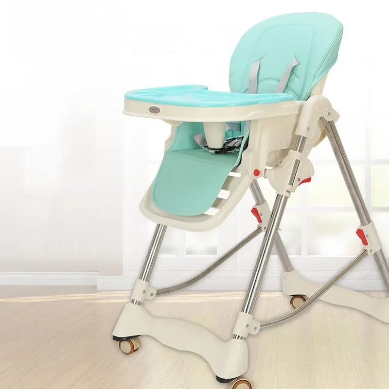 Foldable Kids Feeding Chair Safety Folding Portable Child Eating High Chair for Dining 0-6 Years Old