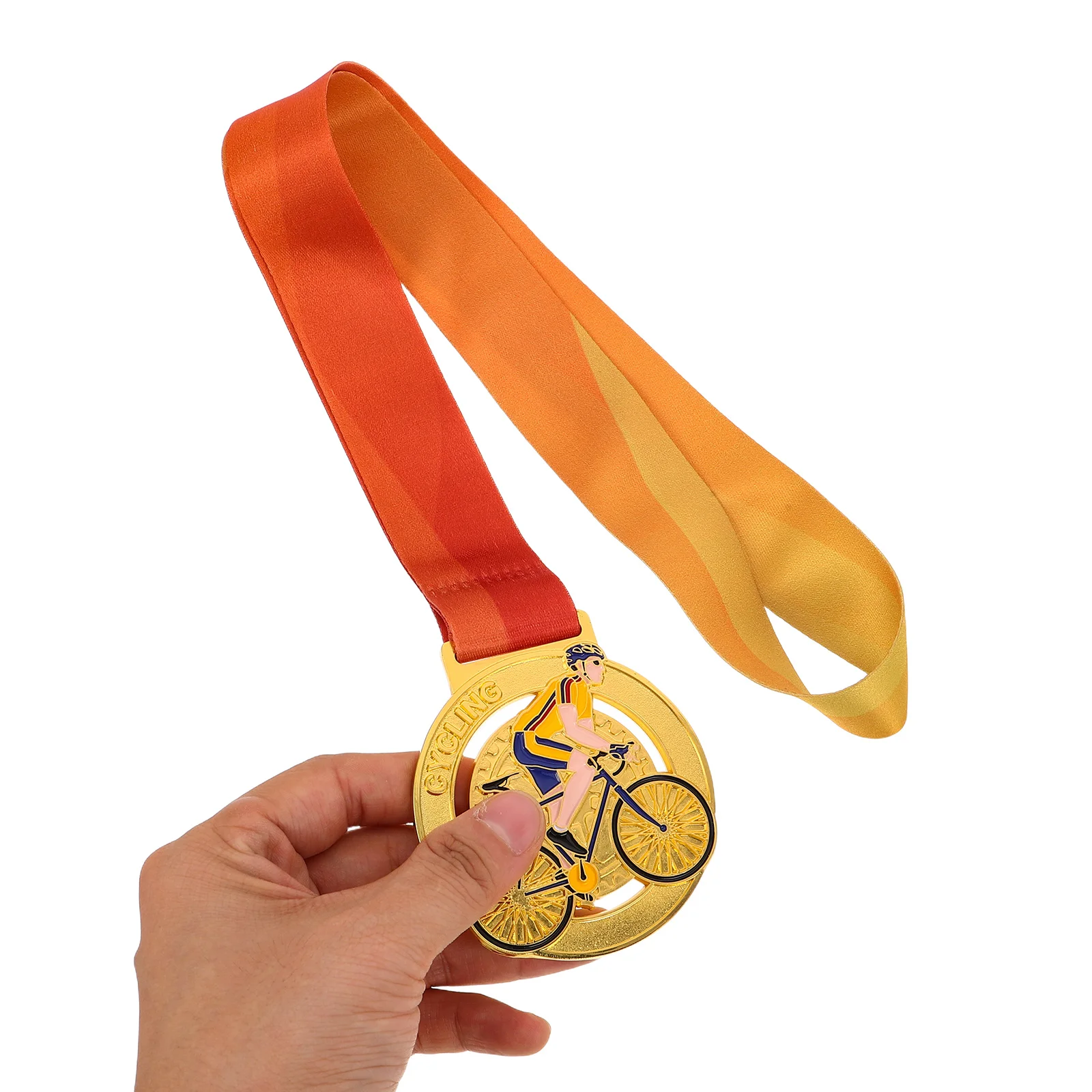 

Cycling Medal Gold Metal Award Neck Ribbon Trophy Durable Stylish School Sports Tournament Biking Competition Adult Student