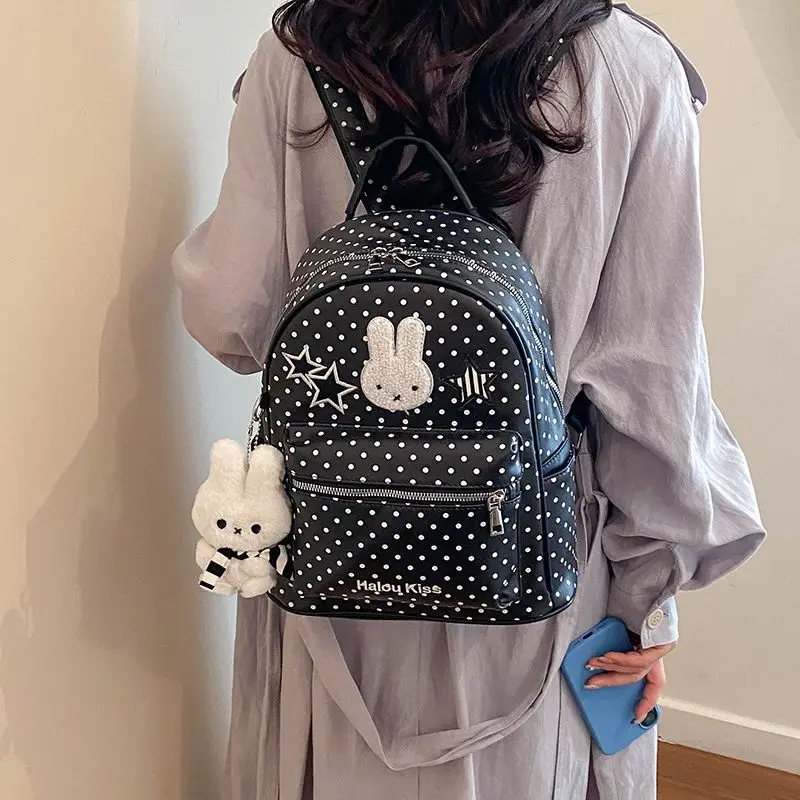 

Anime Miffy Good Looks New Style Fashion Versatile Three-dimensional Finalize Polka Dots Backpack Sweet Creativity Personality