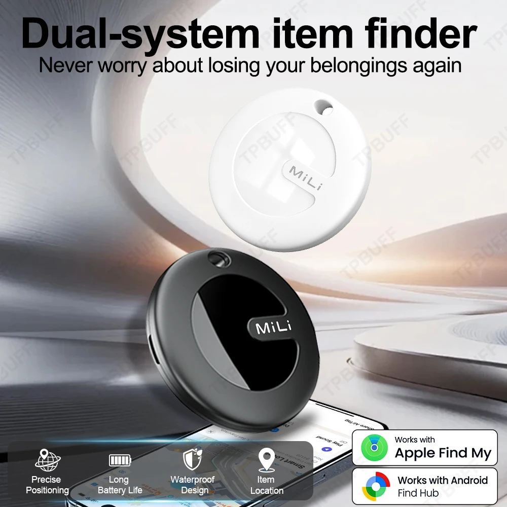 1-4pcs MiLi Android & IOS Dual System Google Find Hub Tracking Device Location Tag Backpack Tracker Bluetooth Key Finder Wireles