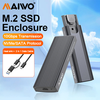 MAIWO M.2 NVMe SATA SSD Enclosure Adapter 10Gbps PCIe Type C M2 SSD Case with Aluminum Tool-Free Design USB 3.2 Gen 2 Drive Case