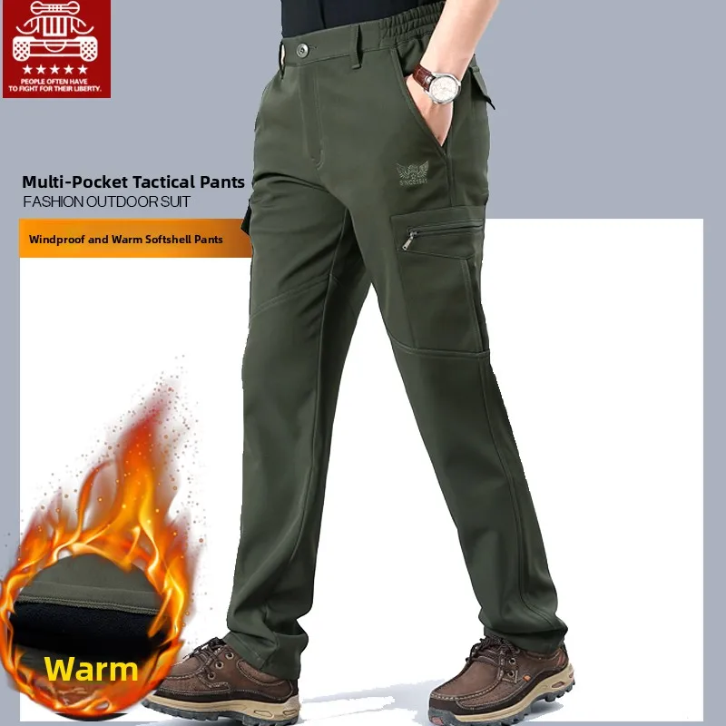 

Men's Outdoor Workwear Fce Lined Cargo Pants Loose Fit Multiple kets Soft ell Autumn Winter Long Trousers
