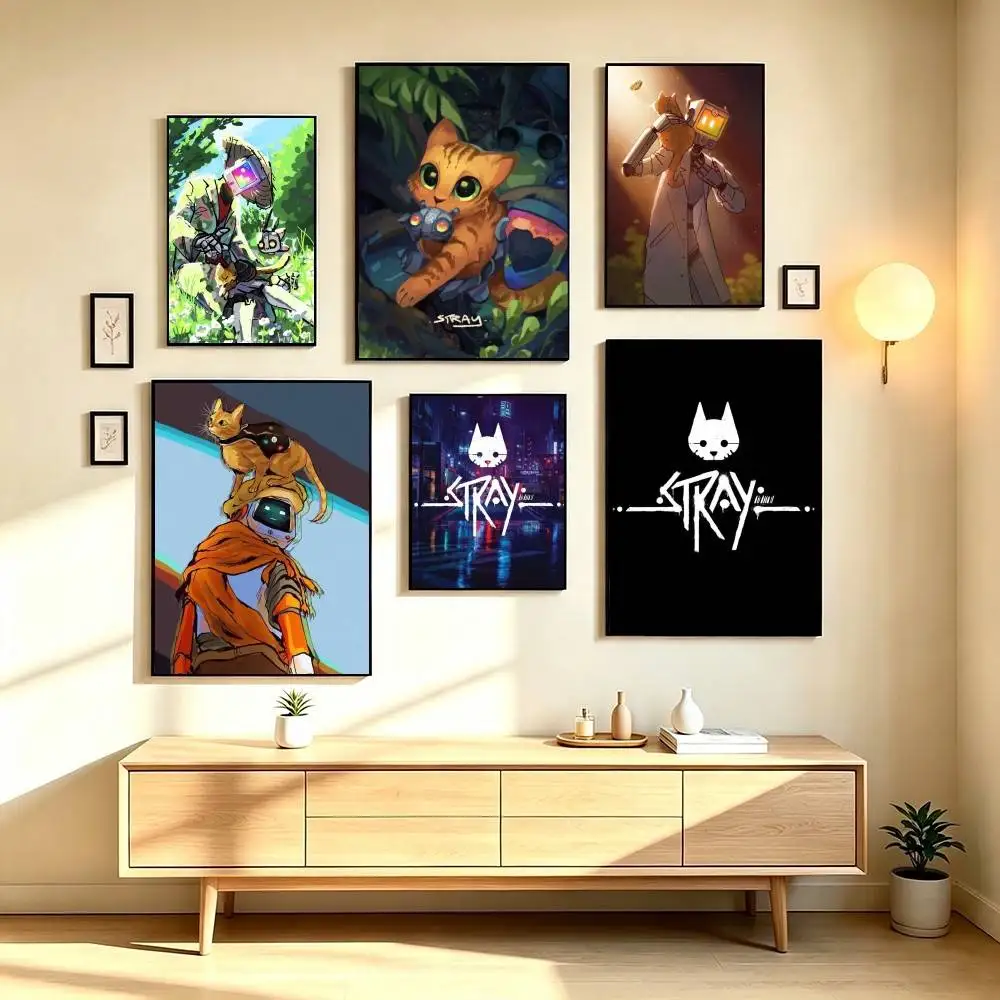 S-Stray Cat Game Poster High Quality Dorm Living Room Aesthetic Wall Decoration Painting Stickers Gift