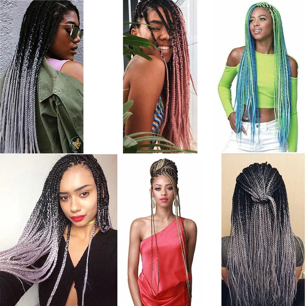 Dairess Synthetic Box Braids Hair Bundles Zizi Braids Crochet Hair Extensions Blue Green Zizi Braid Hair For Black Women