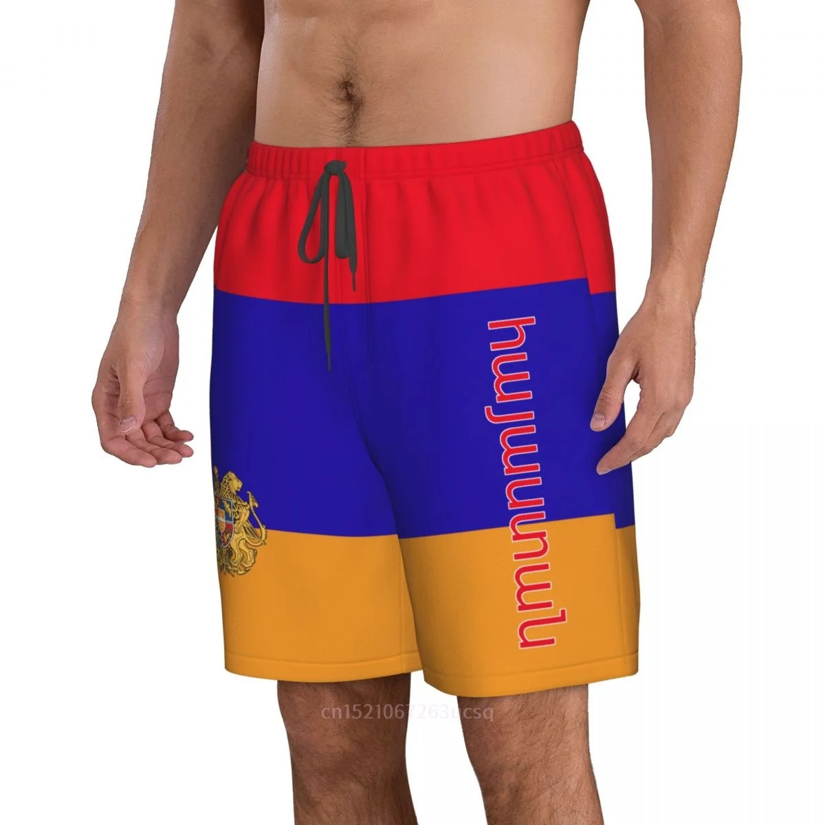 2023 Summer Polyester Armenia Country Flag 3D Printed Men's Board Shorts Beach Pocket Running Summer Pants