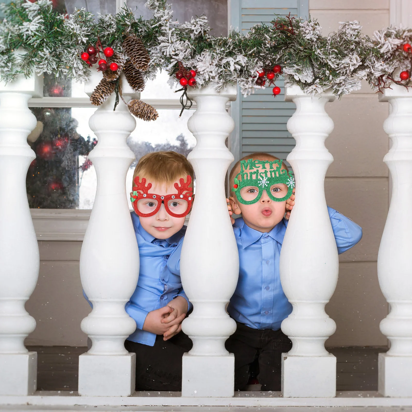 

6pcs Christmas Glasses Lovely Design Funny Xmas Party Eyewear Glitter Frames For Photo Props Party Decor Supplies