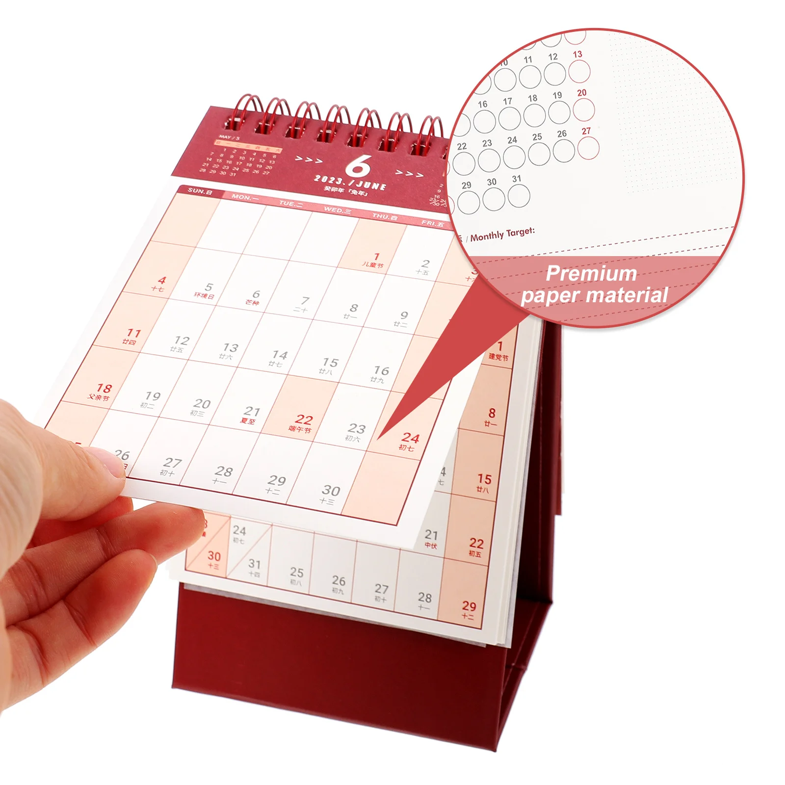 Mini calendrier vertical de poche pour bureau, calendrier décoratif de bureau, calendrier horaire, licence debout, papier décoratif, 2023