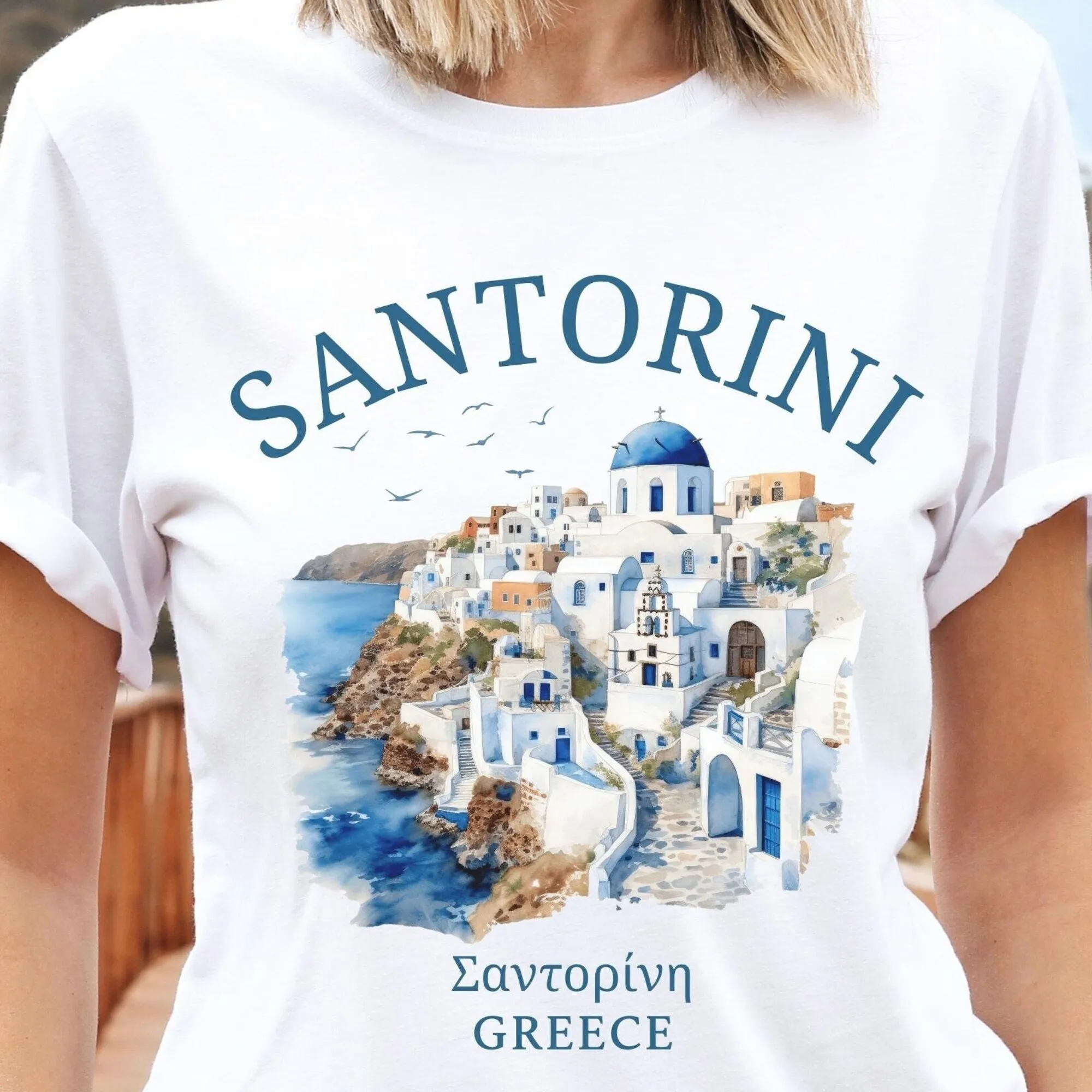 Santorini Shirt, Greek Island Tee, Greece Clothes, Soft and Comfortable T-shirt, Unisex