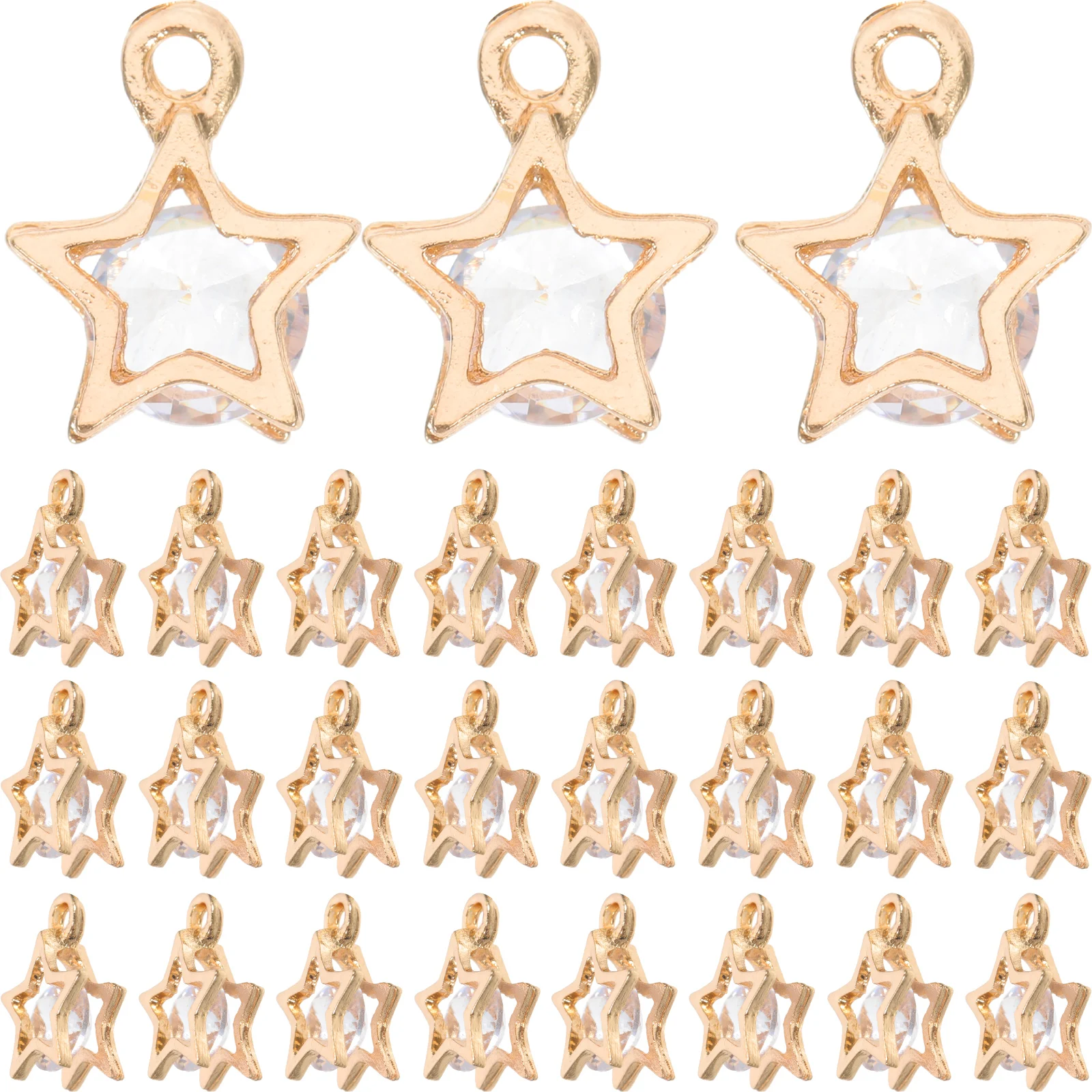 

50 Pcs Zirconia Charms Metal Pendant DIY Jewelry Supplies Mini Earring Making Bracelet Necklace Sweater Chain Findings Cubic