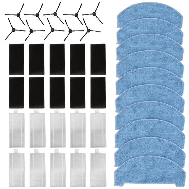 For ILIFE A20 T20s / Polaris PVCR 3600 / G2 0926W / G2 0726W / G2 1226 Parts Accessories Filter Side Brush Mop Cloth