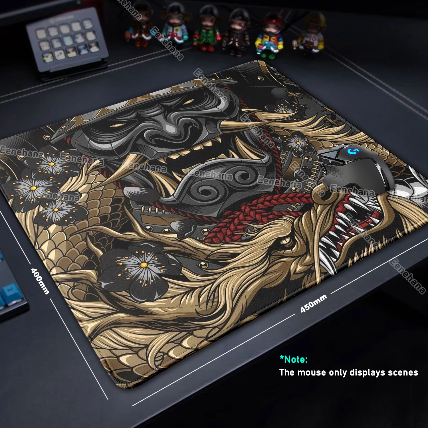 Black And Gold Mousepad Samurai Mask Ghost Waterproof Mousemat Sakura Desk Mat Office Cabinet Control Pads Gaming PC Accessories