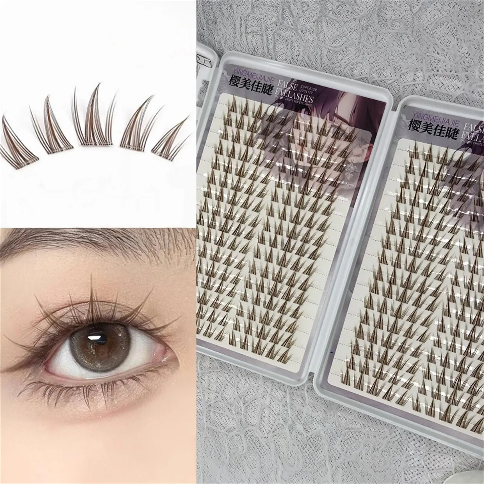 Sunflower Brown False Eyelashes 11-13mm Mixed Length Doll Lashes Extension Natural Wispy Soft Comic Eye Lashes Makeup Tool