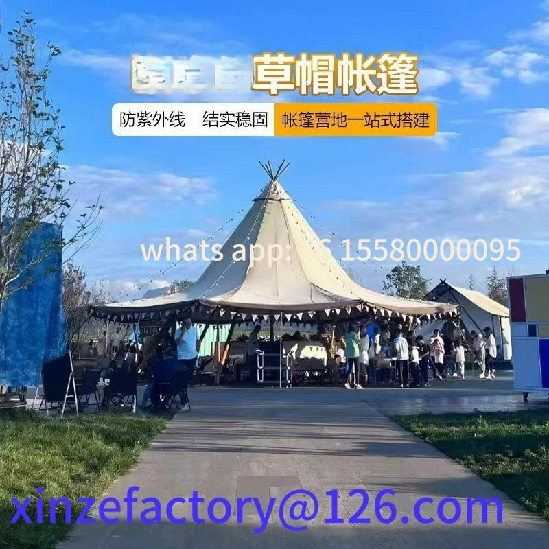 

Be suitable for outdoor thickened large straw hat camp camping scenic rain and sun protection customizable