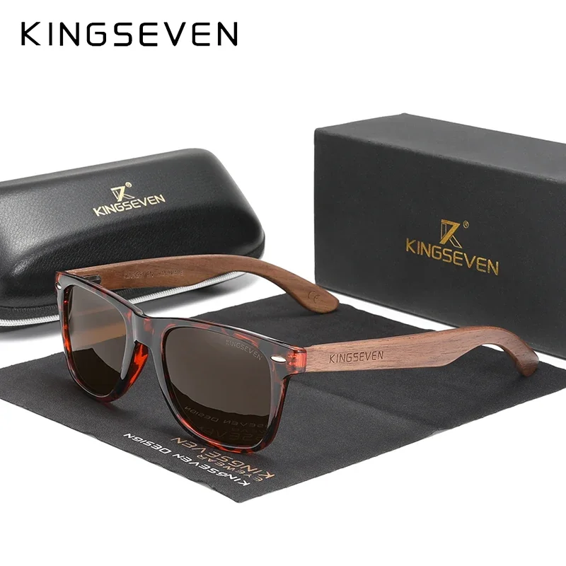 KINGSEVEN Fashion Walnut Sunglasses Men's Wood Polarized Glasses Glasses Handmade UV400 Protect Eyewear Anti-reflection
