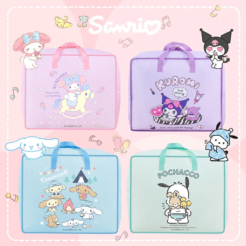 Anime Kuromi Large Storage Bag Sanrios Cartoon Kawaii Thicken Clothing Storage Bags Moisture Proof Child Quilt Bag Oxford Cloth