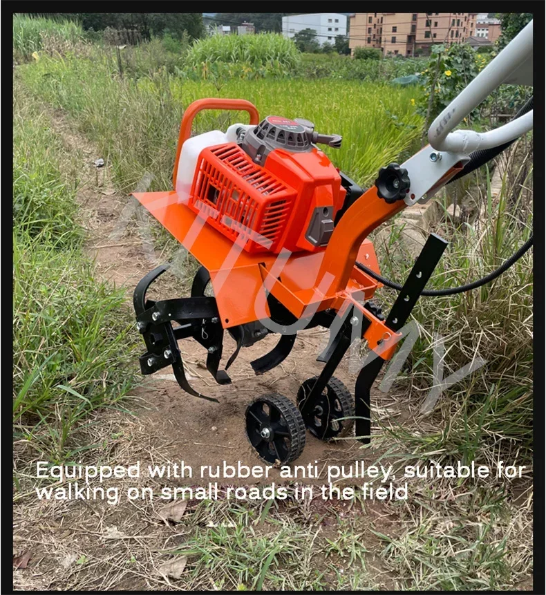 Multifunctional Micro-tiller Small Plough Soil Turning Household Gasoline Ditching Rotary Cultivator Weeding Agricultural