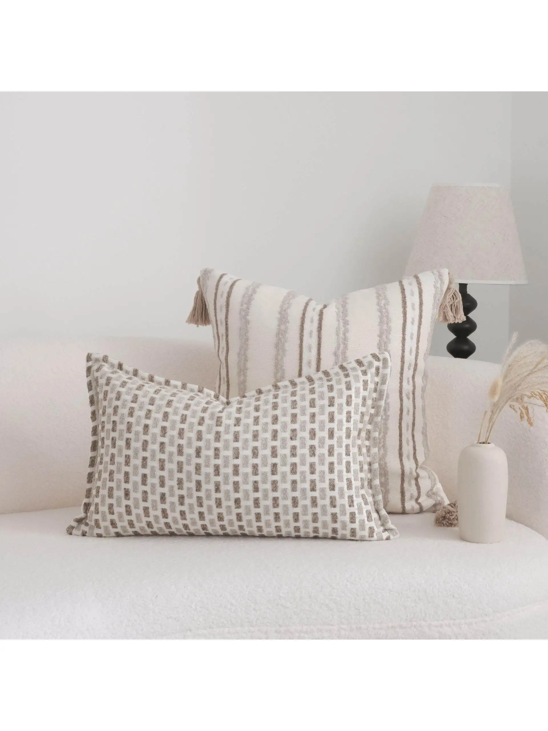 Bohemian Tassel Pillow Cotton Linen Soft Decorative Cushion Wabi-Sabi Style Sample Room Square Pillow Home Decor Accessories