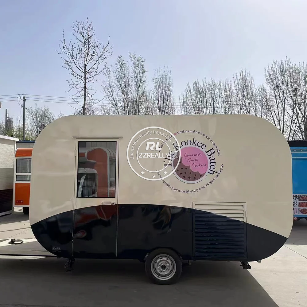 รถบรรทุกพ่วงอาหารพร้อมอุปกรณ์ครัว รถเข็นพิซซ่าขนมพร้อมอุปกรณ์ครบครัน