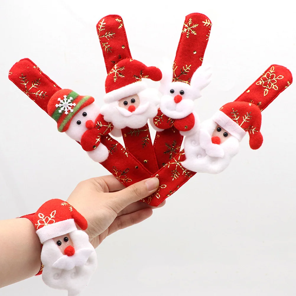 

12Pcs Slap Bracelets Christmas 3D Santa Claus Snowman Elk Snowflake Gold Stamping Wristband Party Favors Adults