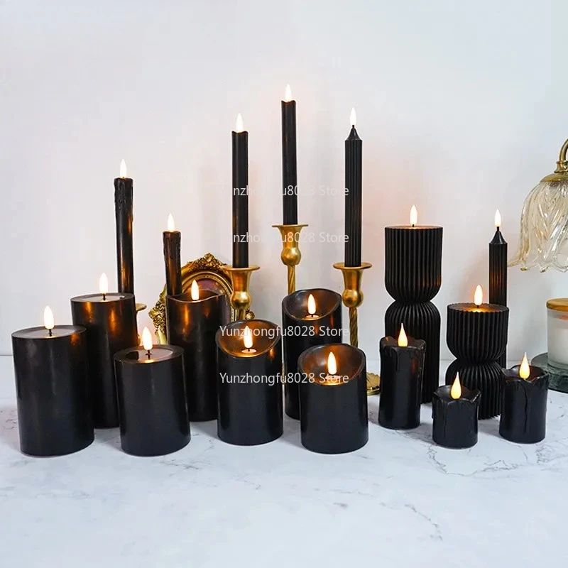 3-Pack Magic Black Series LED Candle Lights for Easter Halloween Mystery Games Bars Clubs Guiding and Decoration