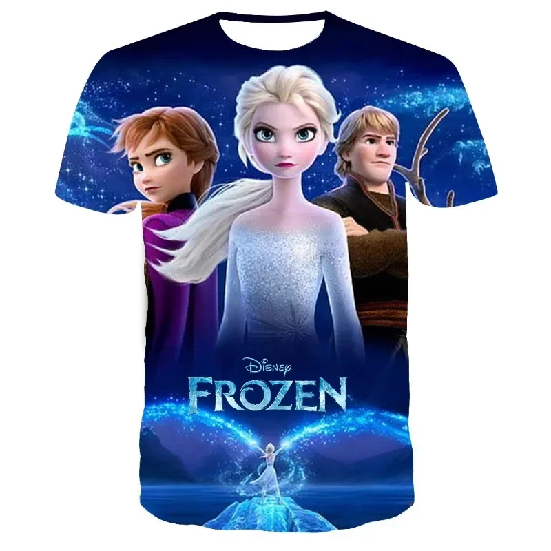 Miniso Disney Frozen Elsa Anna T Shirt Kids Streetwear Short Sleeve Children's Tshirts Boys Girls Top Men Women Clothing T-shirt