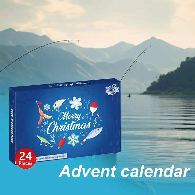 NEW 24 Pcs Christmas Wire Baits Fishing Set Creative and Practical Xmas Countdown Calendar Fishing Tackle Advent Calendar kit