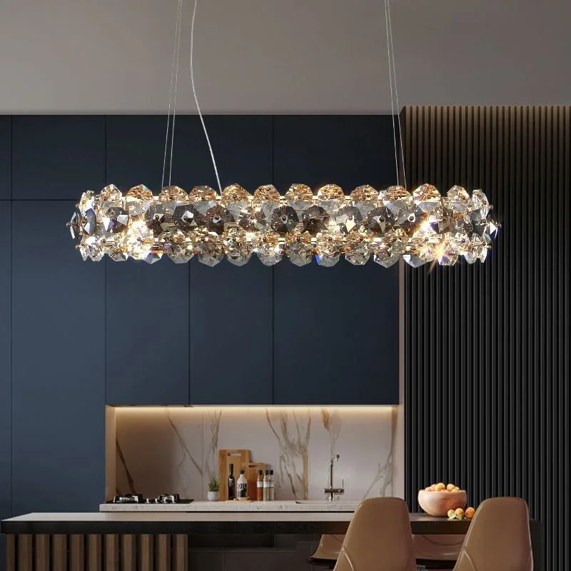 

Modern Crystal Chandelier For Living Room Oval Hanging Lamp Luxury Home Decoration Light Fixtures Dining Room Bedroom Led Light