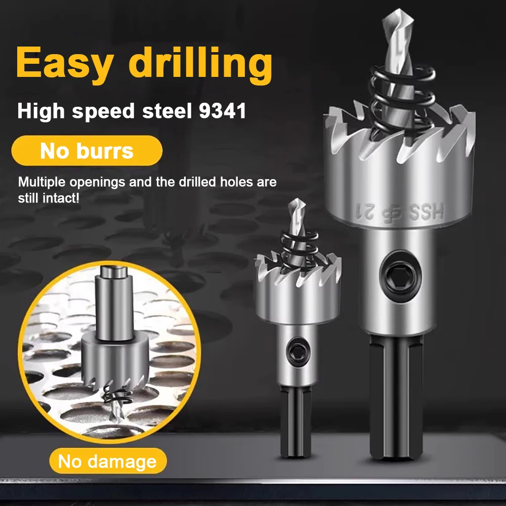 

1pcs HSS Hole Saw 12-100mm 9341 High Speed Steel Stainless Steel Tool Set For Metal Stainless Steel Drilling Metalworking