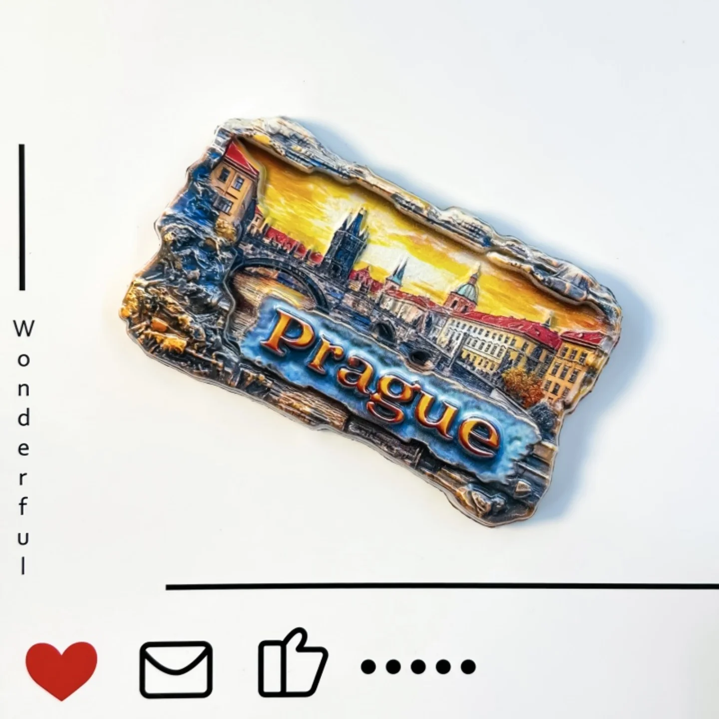 Czech Republic, Prague Charles Bridge, creative three-dimensional home decoration, magnetic refrigerator sticker