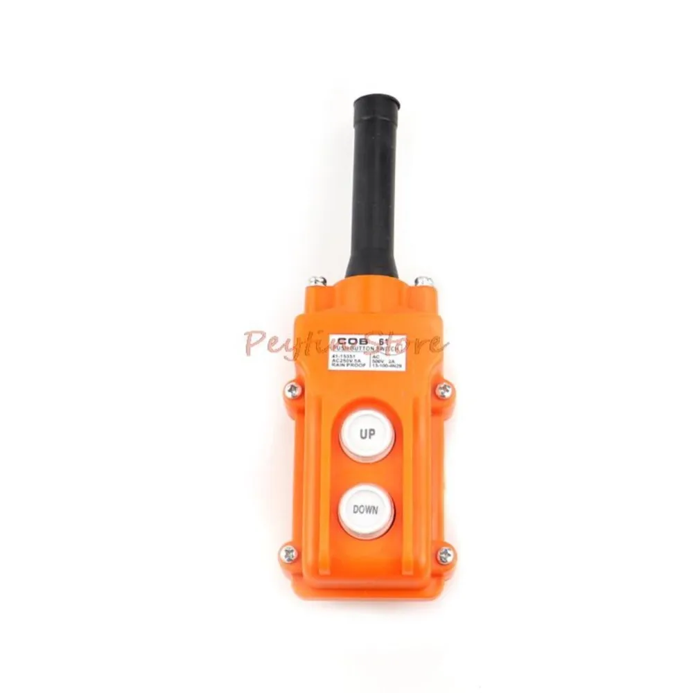 1Pc Rainproof For Truck Hoist Crane Pendant Control Station Push Button Switch UP-Down COB-61 AC250V 5A