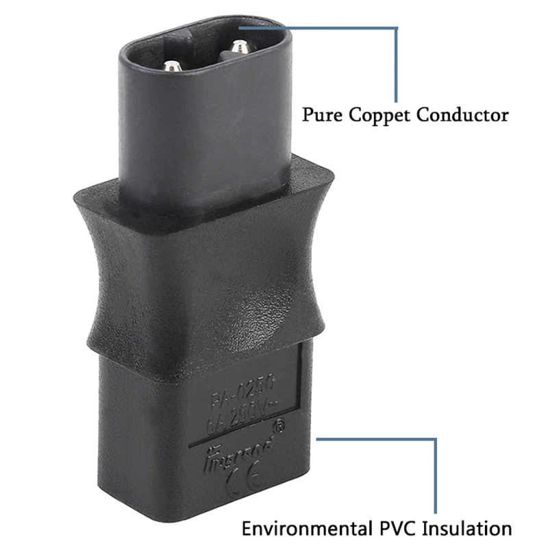Adaptor Ac perempuan 2-Pin Iec 320 C8 jantan ke Iec 320 C9 6A/250V konverter daya industri UE