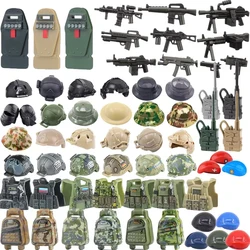 MOC Military Gun Waffen Building Blocks Soldier M16 M4 Rifle Submachine Gun US Printed Helmet Beret Vest Belt Tactical Hat Brick