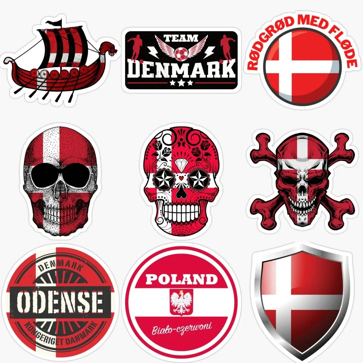 

DK Denmark Flag Skull Emblem Creative Stickers for Covered Scratch Decorate Truck Motorcycle Car Window Laptop Camper Bicycle