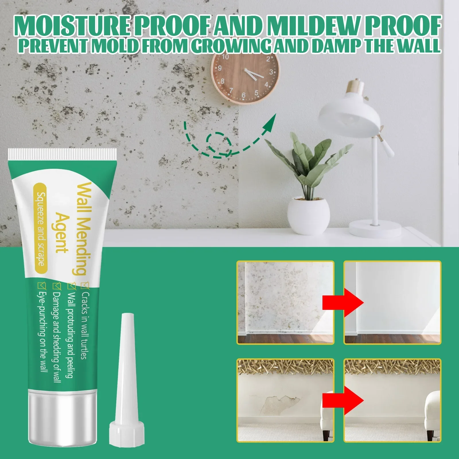 Wall Mending Agent 100g Wall Repair Cream with Scraper Paint Valid Mouldproof Quick-Drying Patch Restore