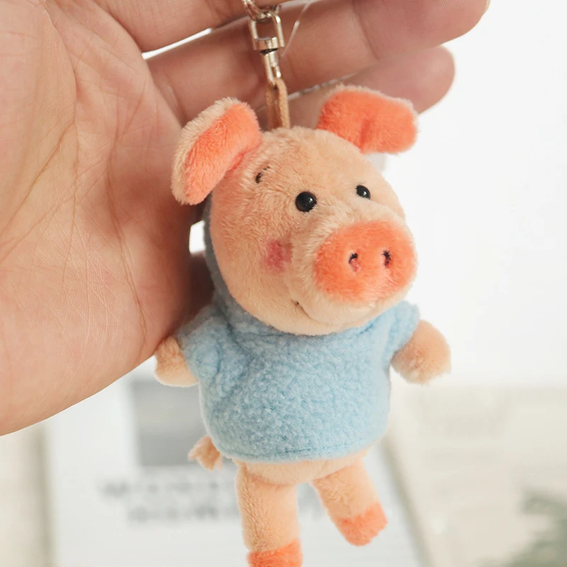 1Pc 10CM Lovely Fun Animal KeyRing Cute Pig Plush Toy Pendant Car KeyChain Love Lady Backpack Shoulder Bag Decoration Small Gift