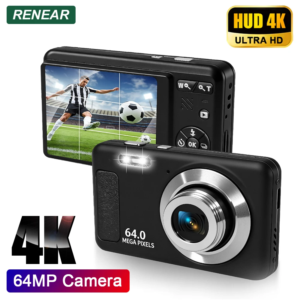 4K Ultra HD Portable Digital Camera 64MP 16X Zoom Video Recorder For Vlogging Entry Level Professional Auto Focus Digital Camera